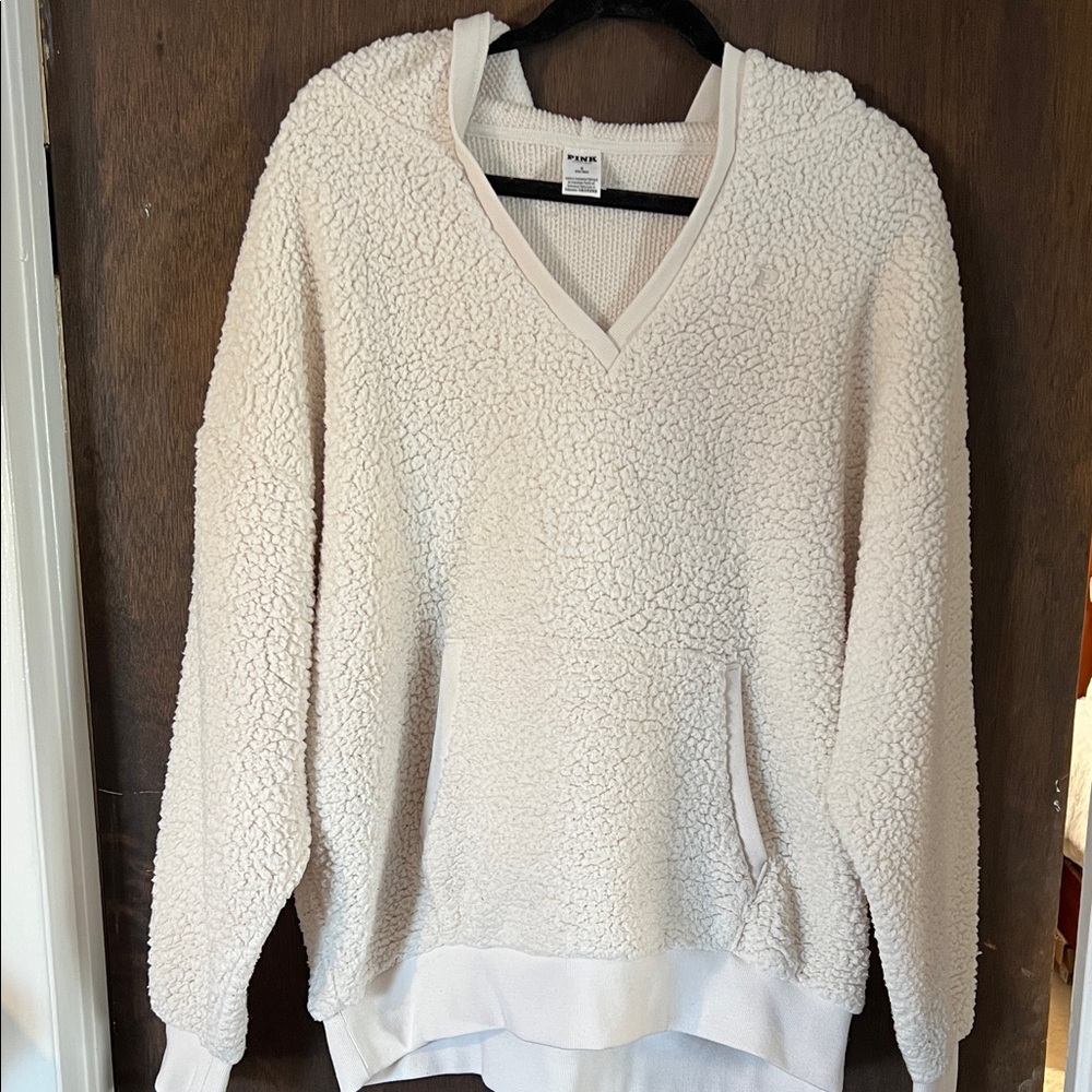 Pink brand ladies Sherpa hoodie. Size medium